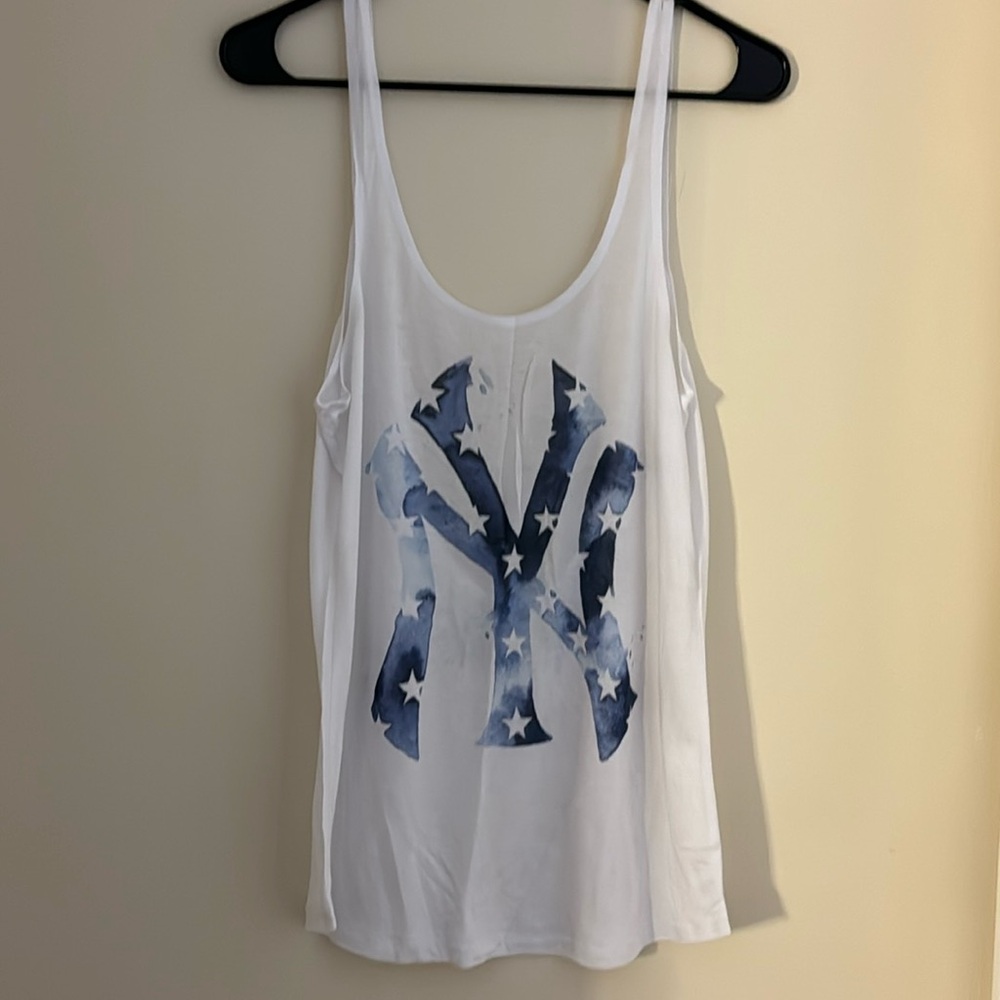 New York Yankees Watercolor NY Logo Victorias Secret Pink Tissue Tee 5th & Ocean